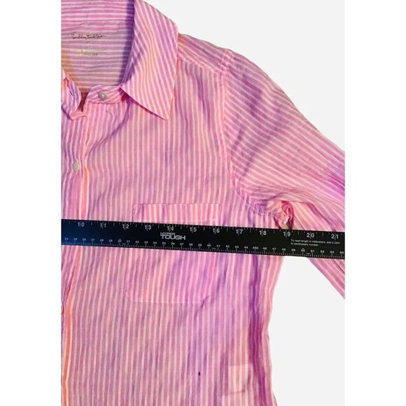 Lilly Pulitzer Button Down Blouse Long Sleeve Pink Stripe Size S - Picture 3 of 3